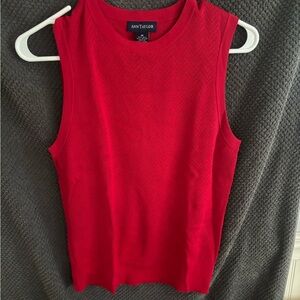 Ann Taylor Silk Bold Red Tank Top